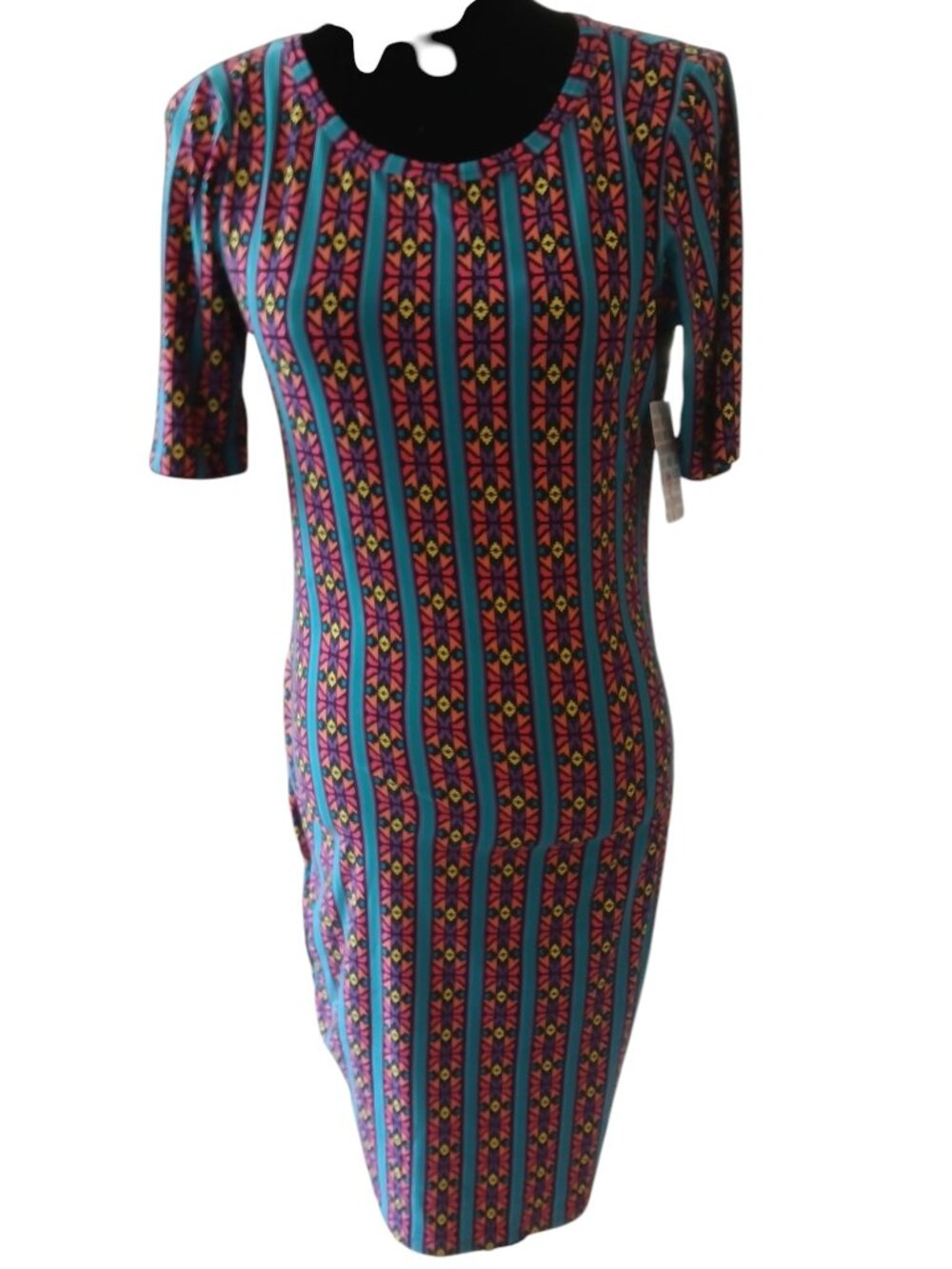 LuLaRoe JULIA Dress Southwestern Style Scoop Neck 3/4 Sleeve Womens Size S